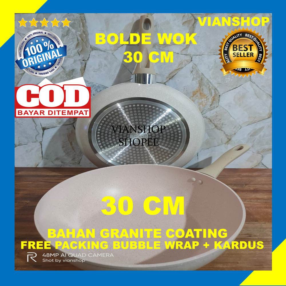 Panci Bolde Wok Pan Granite  Ceramic Coating Super pan 30Cm 
