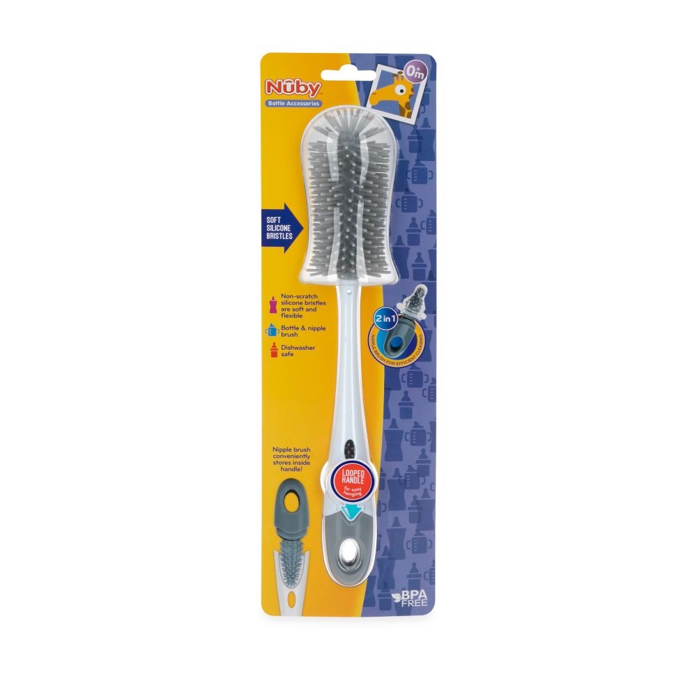 Nuby Kids Silicone Brush - Sikat Botol Silikon / Pembersih Botol Susu Silikon (Tersedia varian warna)