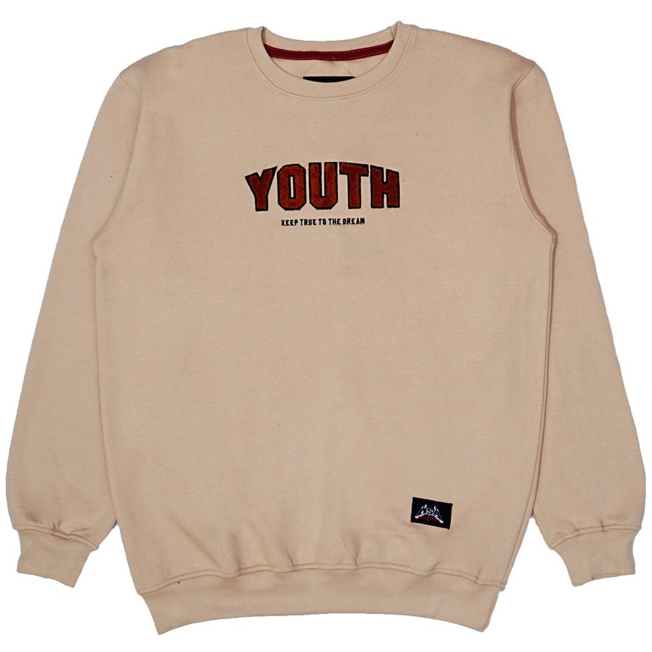 Crewneck Sweater Sweatshirt / Youth / Bordir / Creamy Beige Pria Wanita