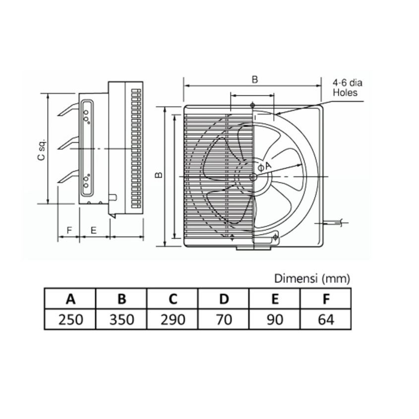 Exhaust Fan Dinding 10 in KDK - 25RQN5 / 25 RQN 5 Harga Terbaik