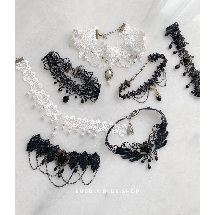 Kalung Choker Renda Hitam Aksesori Leher Wanita Gaya Retro