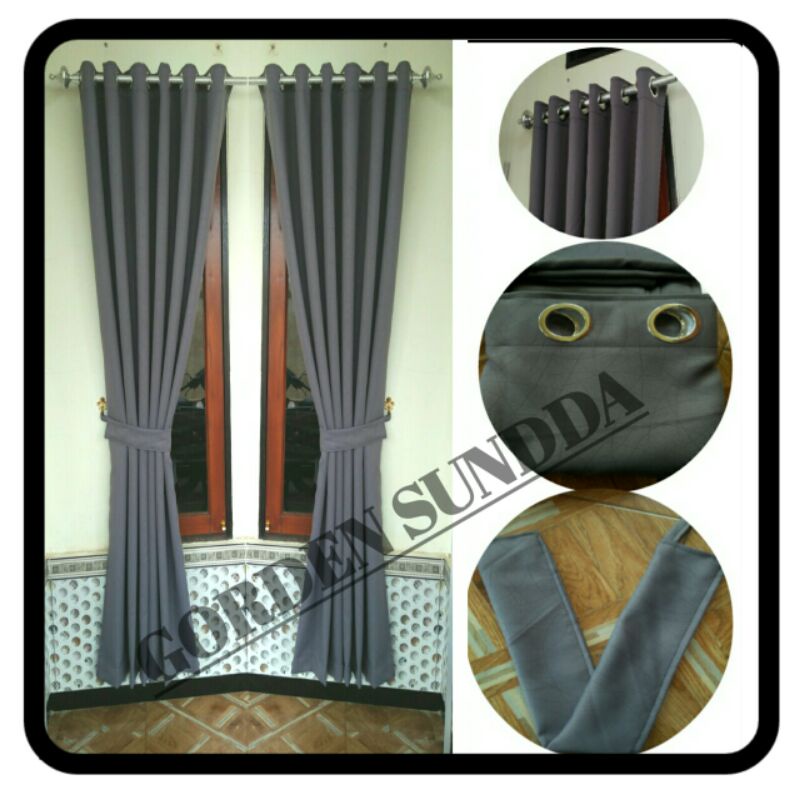Gorden minimalis/gorden blackout import motif corak warna abu tua