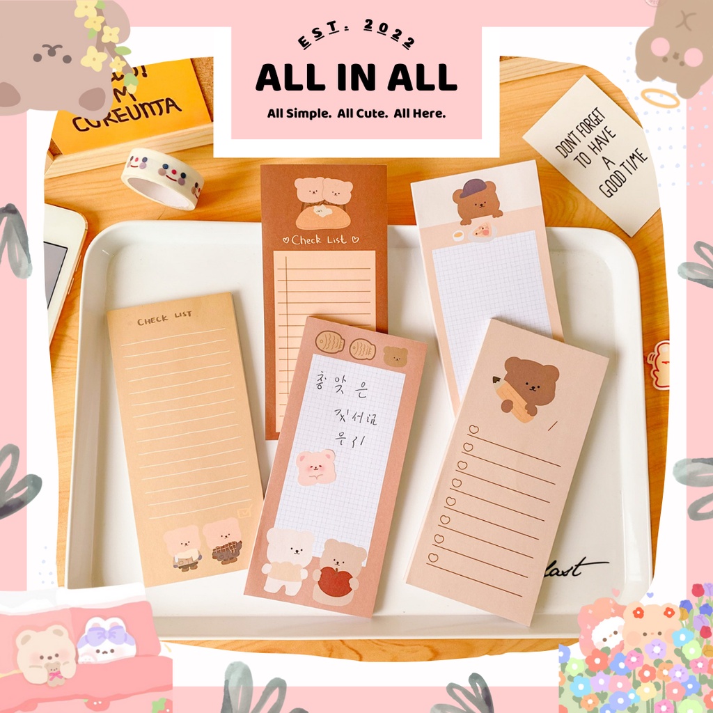 

❤️ALL IN ALL❤️50 LEMBAR KERTAS MEMO PAD MOTIF BERUANG LUCU UNTUK KANTOR | SEKOLAH | MEMO PAD AESTHETIC BERUANG COKLAT CUTIE BROWN BEAR