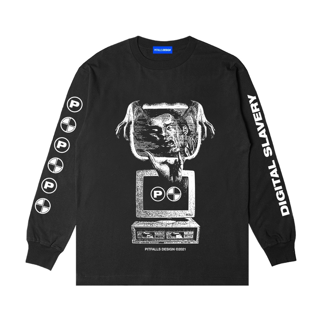 Long Sleeve PitfallsDesign | Lengan Panjang Digital Slavery Black