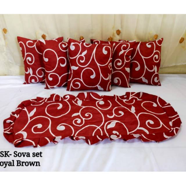 Sova set sarung bantal kursi dan taplak meja royal brown uk.40x40