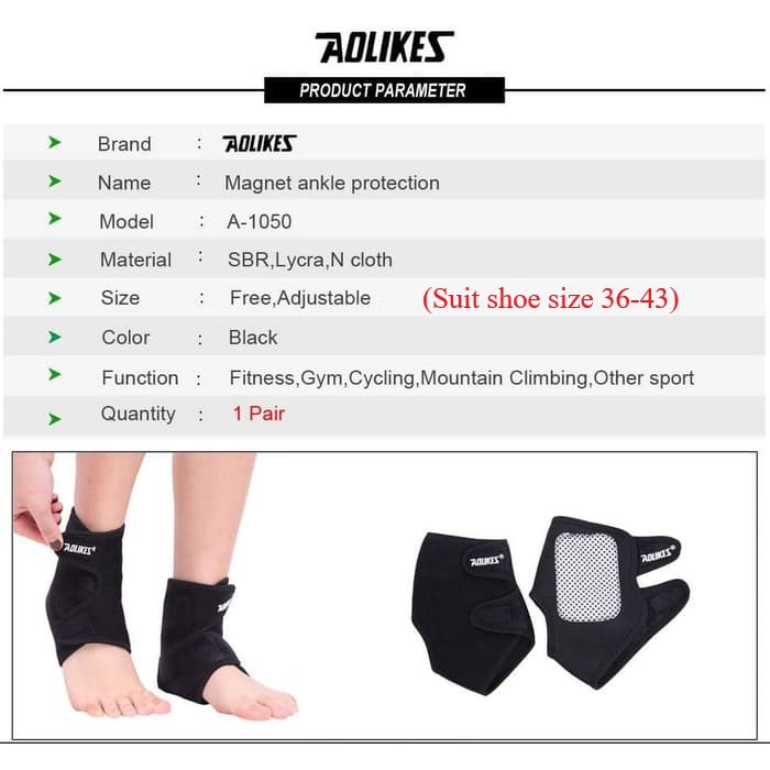 AOLIKES 1 PAIR 1050 Ankle Support Self heating Tourmaline Brace Foot Terapi Penghangat Kaki