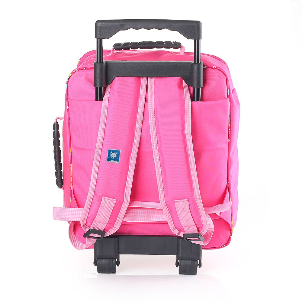 tas anak perempuan backpack troli - tas koper anak sekolah Ransel Roda Dorong Pink Kuda ponny