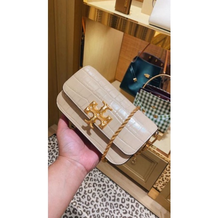 Tas Tory Burch Eleanor Croco Embossed Leather Crossbody Phone Case New Original
