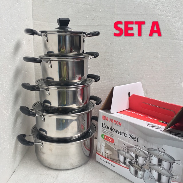 Panci sup soup pot stainless set 5 Pcs termurah tutup kaca