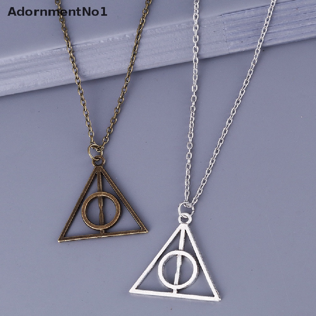 (AdornmentNo1) Kalung Rantai Dengan Liontin Segitiga Motif The Deathly Hallows Untuk Wanita