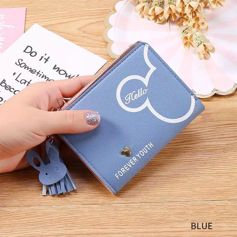 (FY) COD Dompet Wanita Import Murah Dompet Lipat Kecil Lucu Cantik Dompet murah  cantik real pic-BIRU MUDA