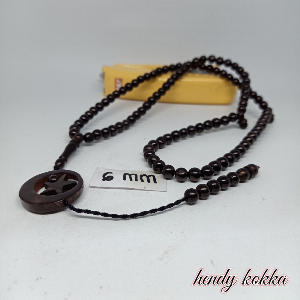 5pcs tasbih 99 kokka kaukah bulan bintang 6mm hitam