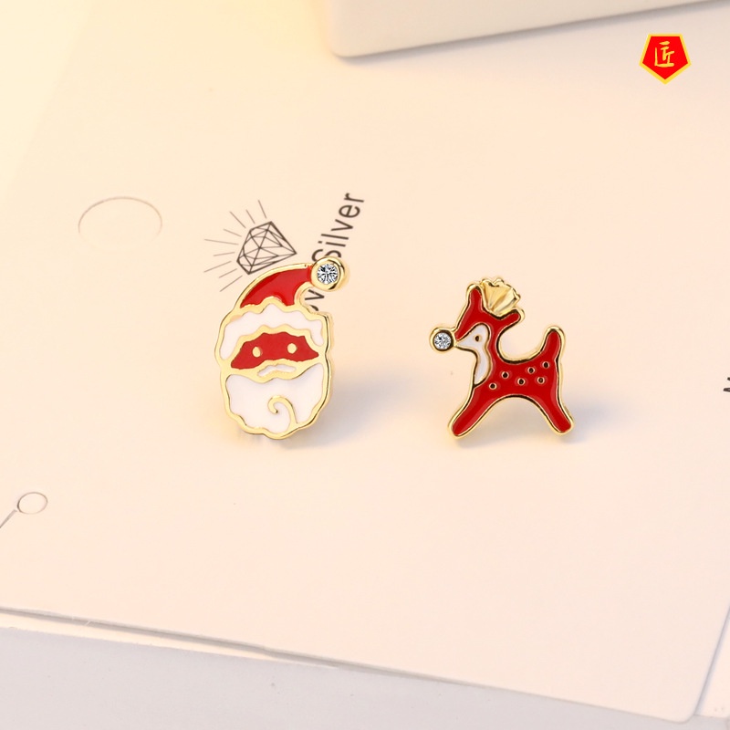 [Ready Stock]18K Gold Santa Claus Elk Irregular Earrings