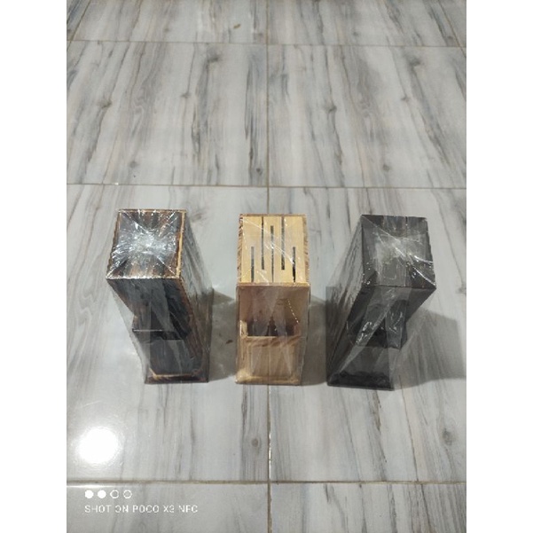 Tempat Pisau / Wadah Pisau dari Kayu Pinus - warna WALNUT