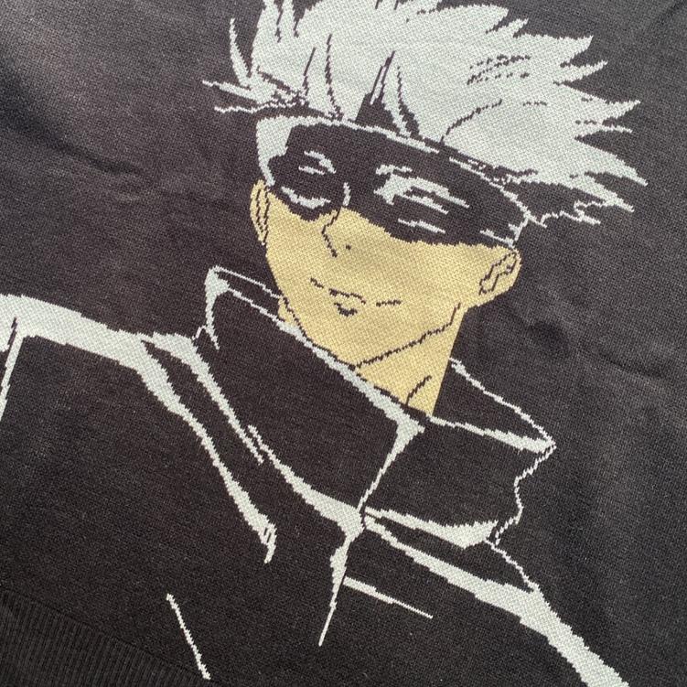 Gojo Satoru Two Jujutsu kaisen Sweater Knit Streetwear Vintage Knitting Sweater Anime {XOF.20Au22в}