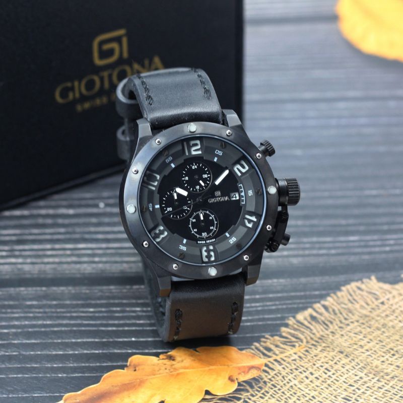 Jam tangan Pria Giotona 6051 tali kulit chrono aktif original