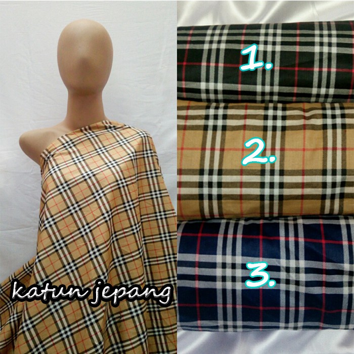 Kain Katun Burberry Jepang Premium Ori Tokai Fuji Murah Grosir Garis Kotak Kotak Shopee Indonesia