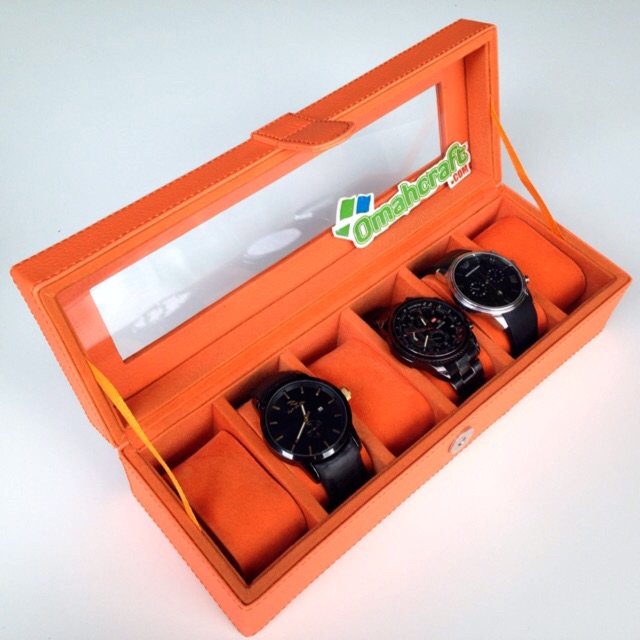 Box Jam Tangan isi 6 Kotak Jam Tangan Warna ORANGE FULL