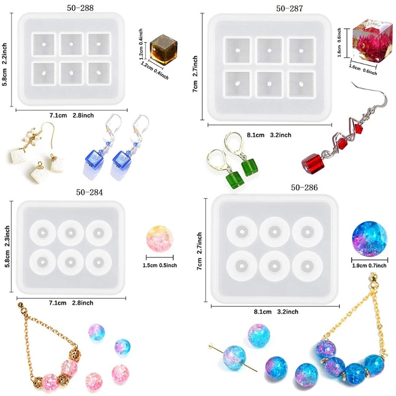 SIY  12 Pcs/Set DIY Crystal Epoxy Resin Mold Bracelet Necklace Beaded Silicone Mould