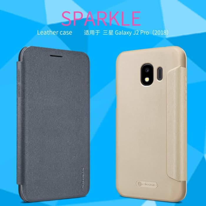 SAMSUNG J2 Pro 2018 J250 Flip Cover NILLKIN Sparkle Case - Hitam