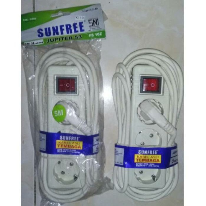 Sunfree Jupiter 53 Stop Kontak 5 meter 3 lubang