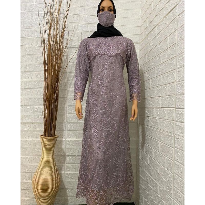 Gamis tulle mutiara/gamis pesta/gamis kondangan/gamis mewah/Free masker