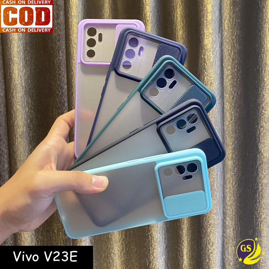 Vivo V23 5G 2022 Vivo V23E Y15S / VIVO Y21 / Y21S Y33S 2021 VIVO Y19 V19 V17 Pro V15 / V15 Pro Non Finger Slide Case Protection Camera Matte Candy Kamera Sliding Casing