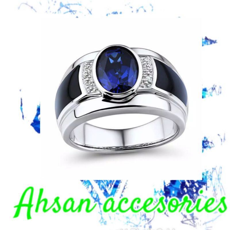 cincin pria permata safir blue