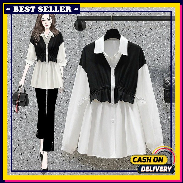 Import Shirt-Blouse Korean Style-Kemeja Wanita Flanel-Kemeja Kerja Wanita-Kemeja Polos-Blouse Wanita