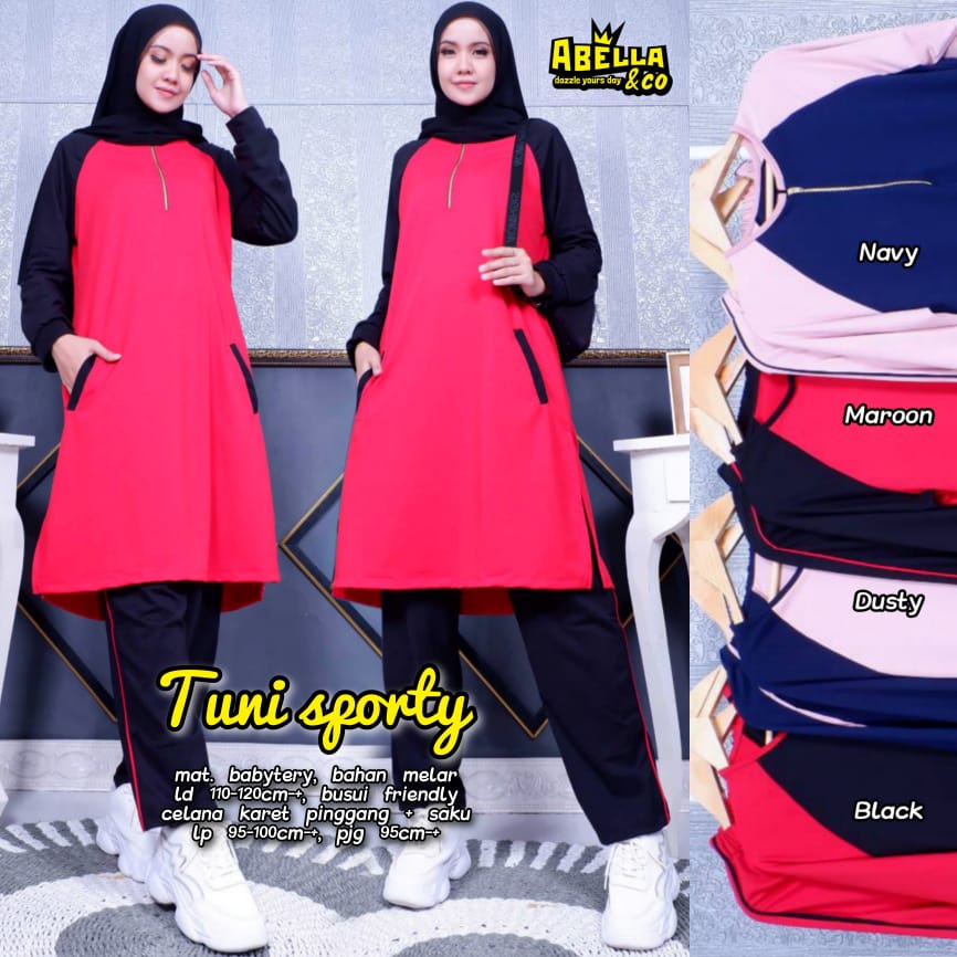 TUNI SETELAN SPORTY / 25.9 / BAHAN BABYTERRY / LD 110-120 CM / ALLSIZE FIT M-XXL / ABELLA