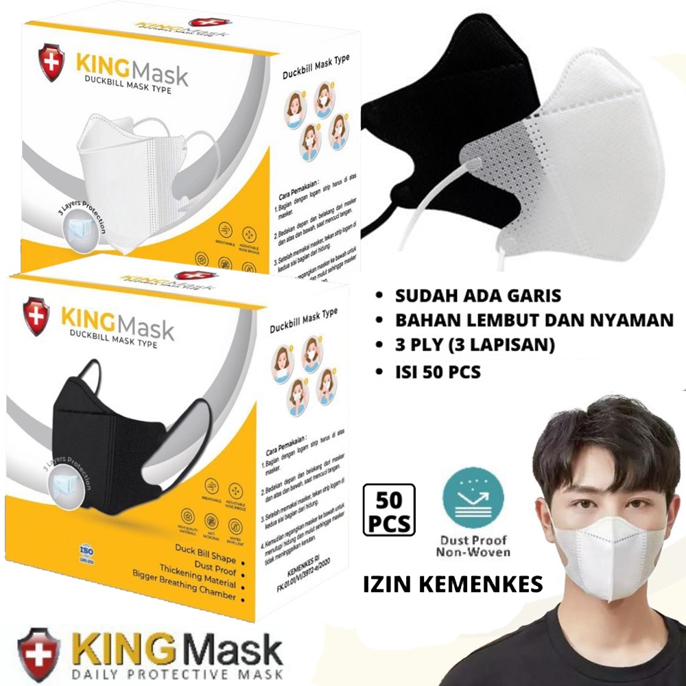 Masker King Mask Duckbill Hijab Headloop & Earloop 1Box isi 5Opcs
