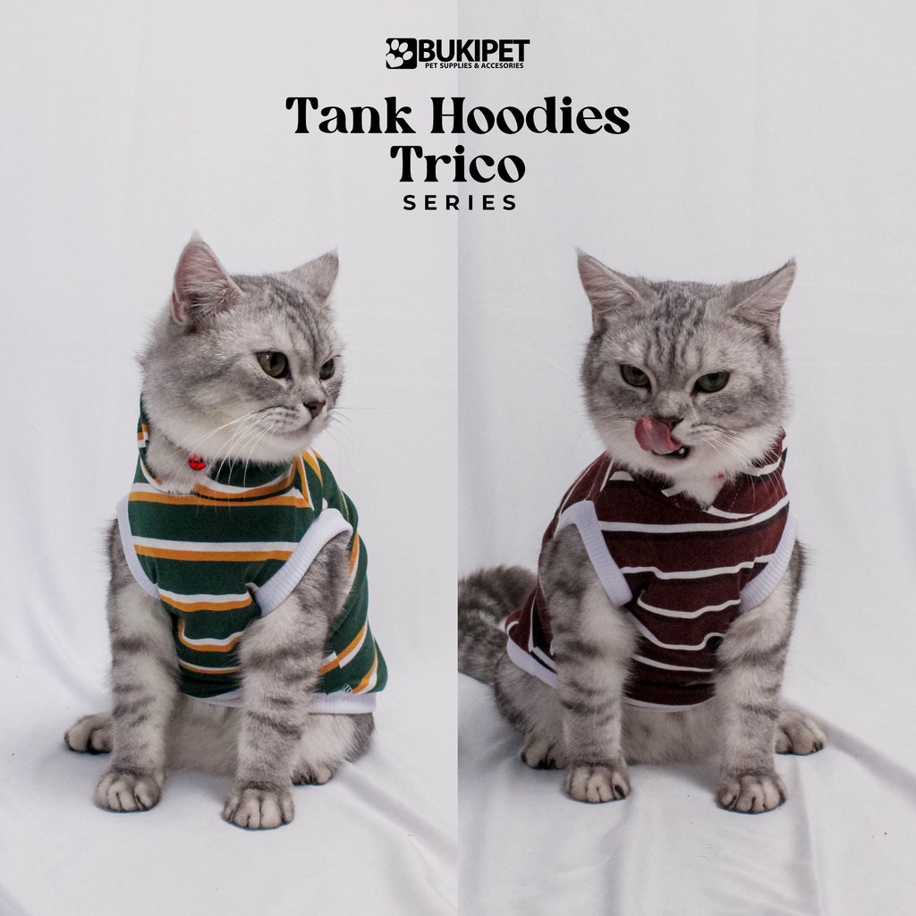 baju kucing anjing kelinci monyet lucu cowok cewek aksesoris hewan kecil - TANK HOODIE TRICO SERIES