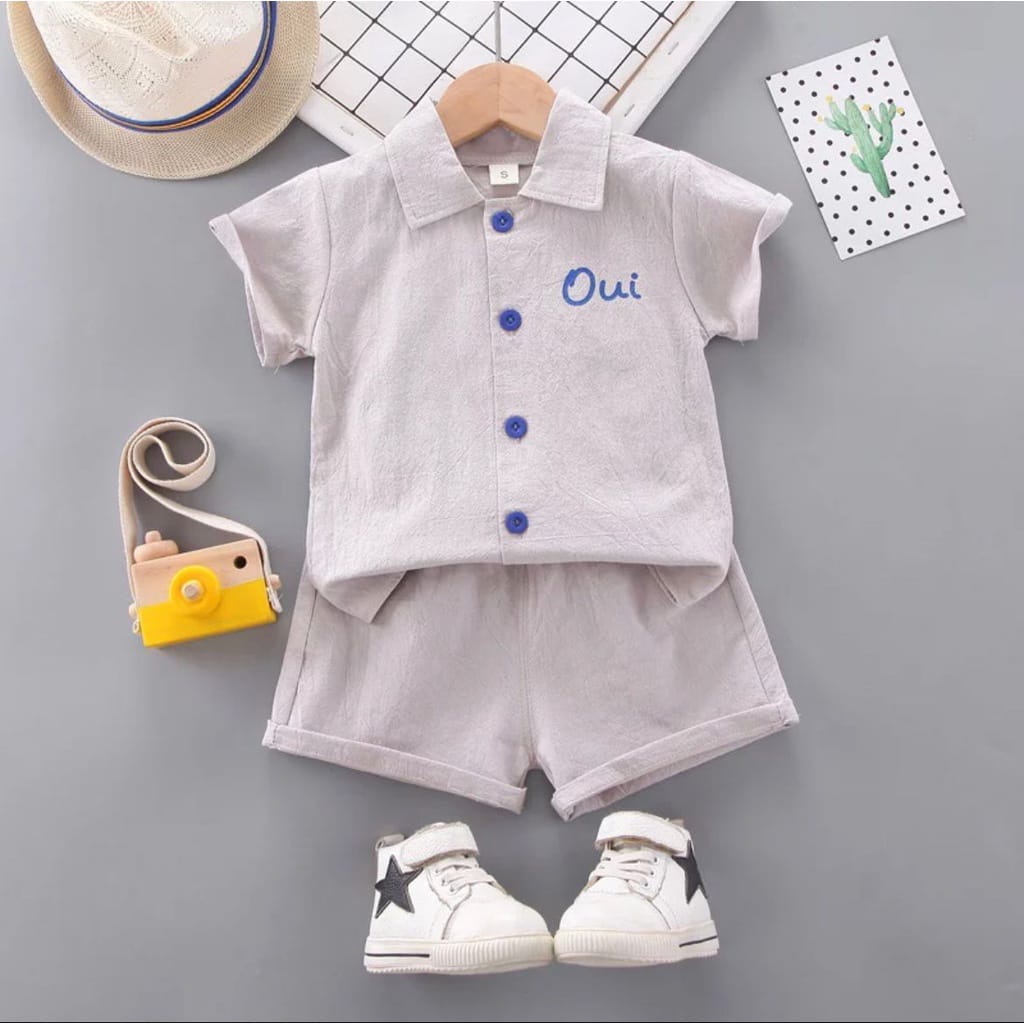 SETELAN ANAK BAHAN RAYON KEMEJA ANAK SETELAN OUI BAJU UMUR 1-5 TAHUN