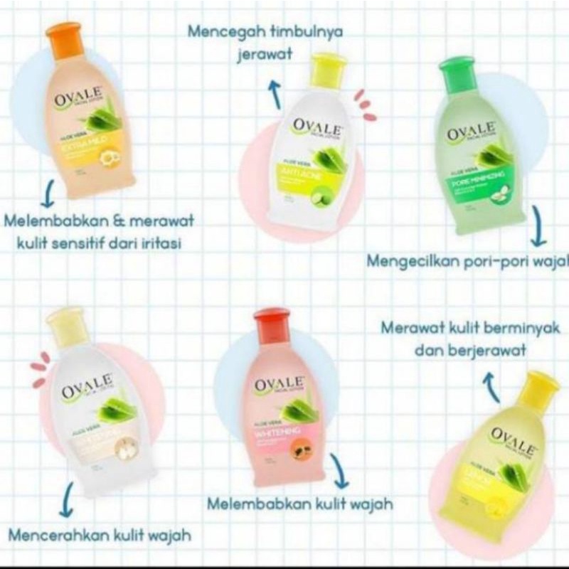 Ovale Facial Lotion Extra Mild / Bengkoang / Anti Acne / Lemon Botol 100mL