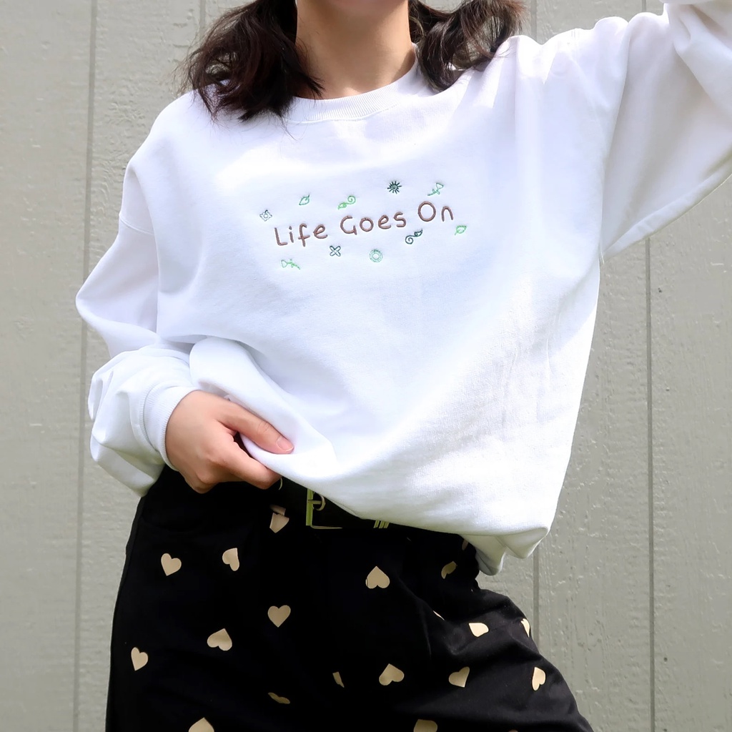 Crewneck Life Goes On BTS Embroidery Idol Kpop Korean Premium Unisex