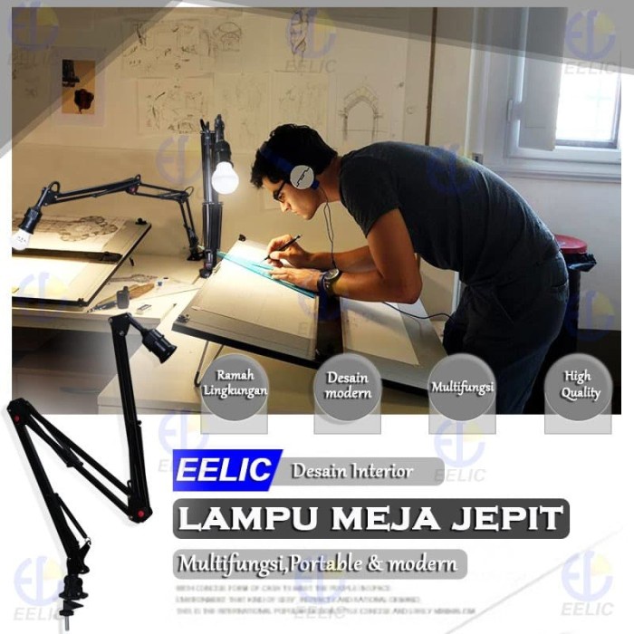 Lampu Meja - Eelic Elc-J016 Lampu Meja Jepit Arsitek Lampu Meja Belajar Jepit Desk