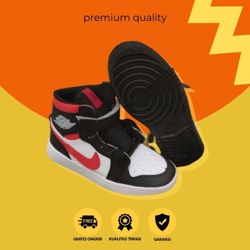 SEPATU ANAK JORDAN NIKE - Hitam Merah SEPATU SEKOLAH BASKET OLAHRAGA Kids Shoes