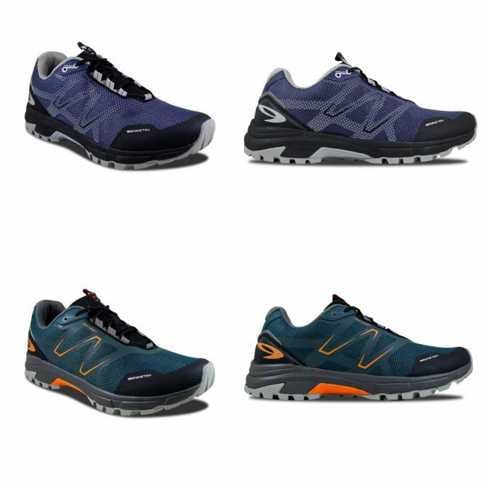 sepatu lari pria running shoes 910 yuza trail (navy & hijau teal)
