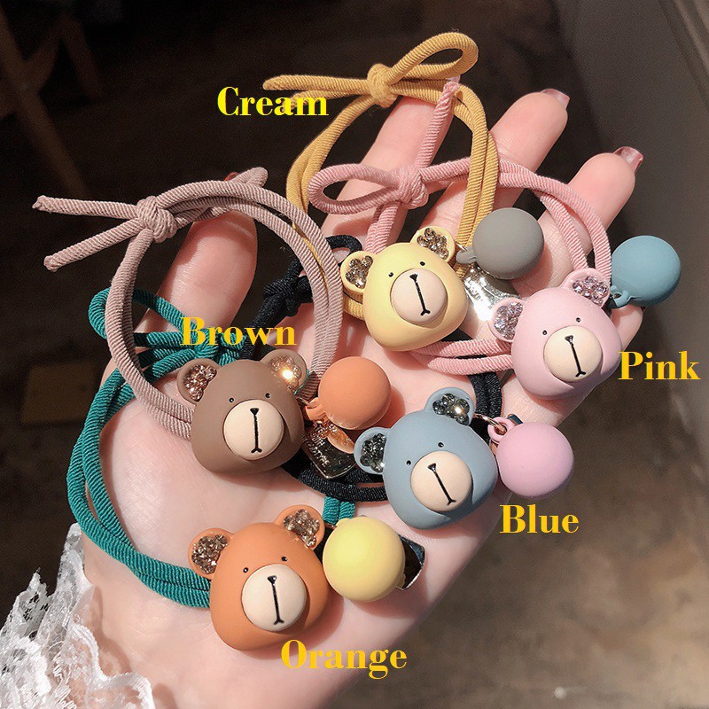 Ennwen IK118 Ikat Rambut Korea Cantik Beruang Bear Hair Band Aksesoris-3