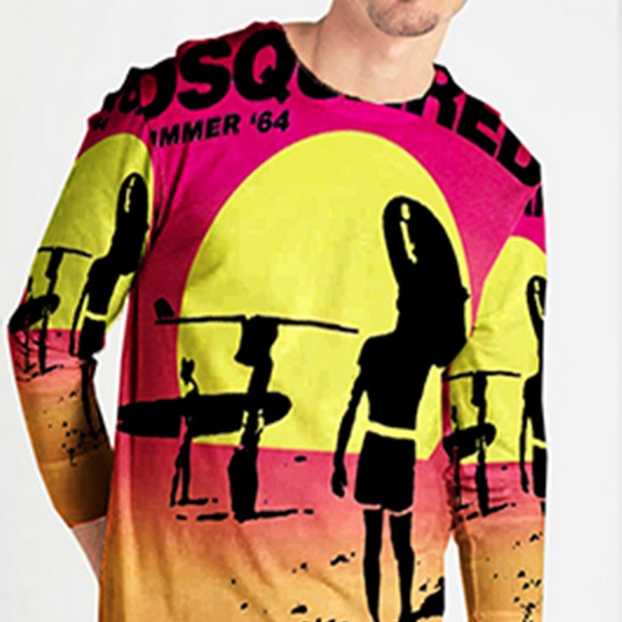 Fullprint Tshirt Dsquared2 Kaos Tangan Panjang Bahan Polyester Jersey T-SHIRT Unisex [Bisa COD]