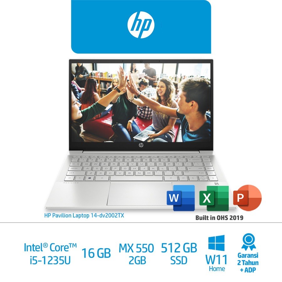 LAPTOP HP PAVILION 14 DV2002TX I5-1235U 16GB 512SSD MX550 2GB W11+OHS