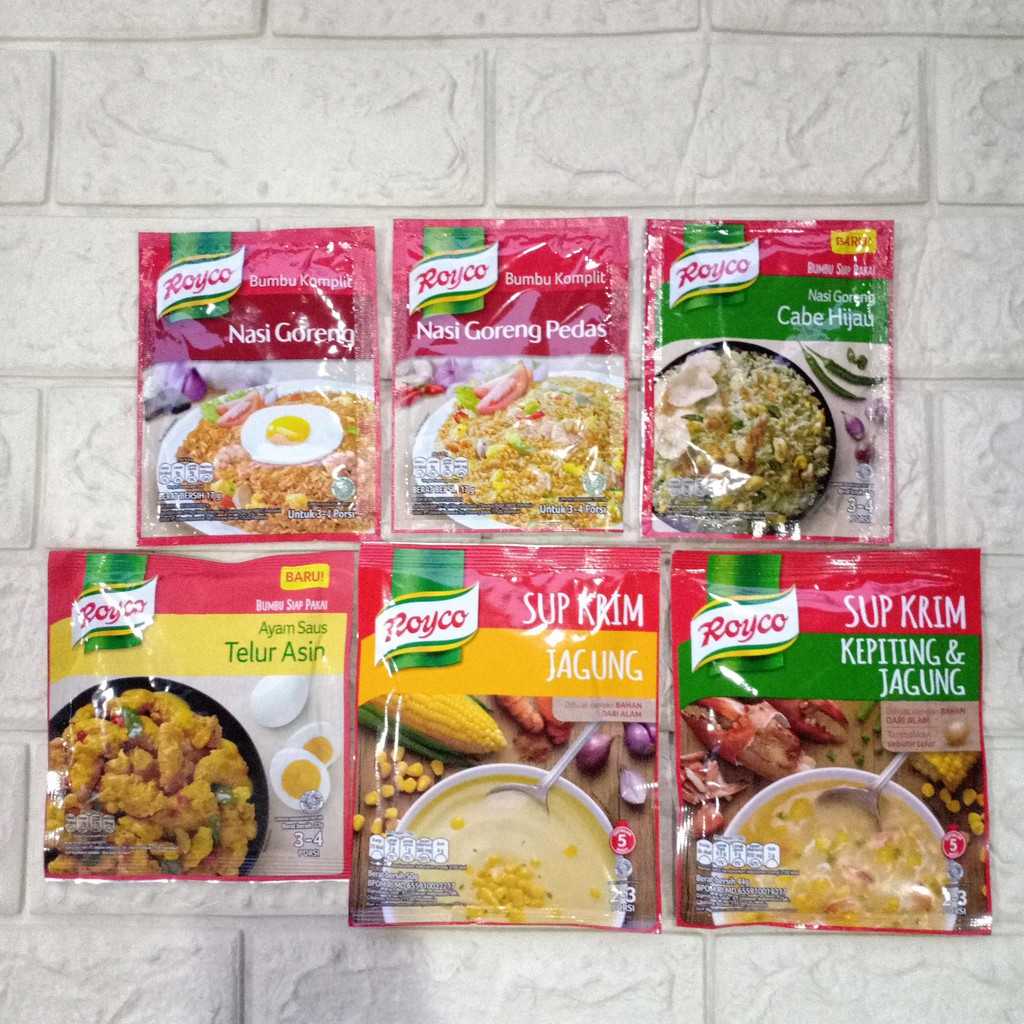 Royco Bumbu Komplit Nasi Goreng Rendang Cabe Hijau Ayam Belacan Telur Asin Sup Krim Jagung Kepiting