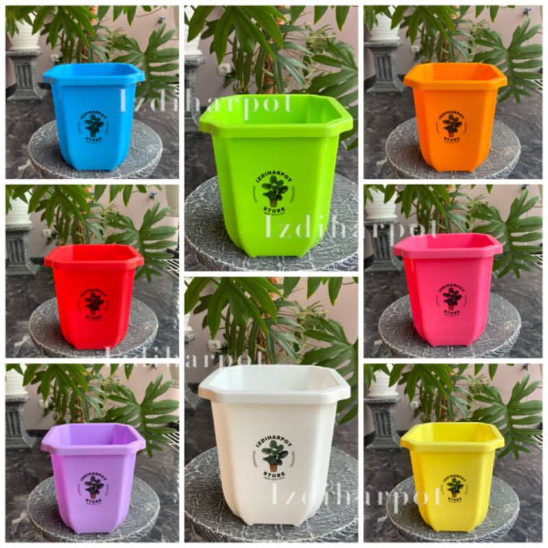 Pot bunga tanaman NKT terra kotak warna warni 16,5cm(fullcolour) - NKT TERA