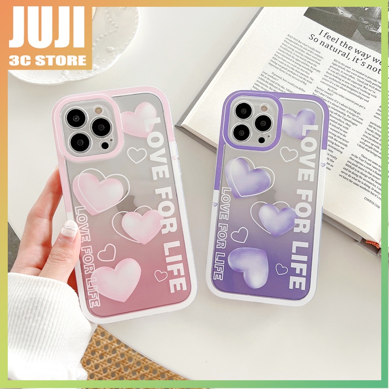 360 Derajat Seri Love Warna Gradasi° Casing iphone x xs xr xsmax 11 12 13 pro max Shockproof Warna Permen