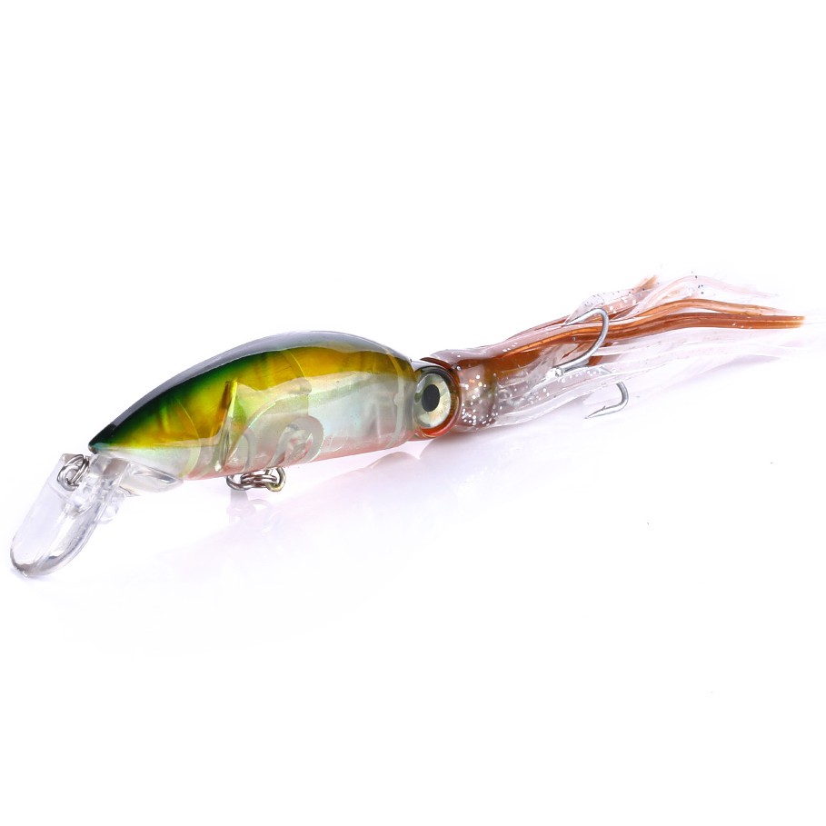 HENGJIA 1pcs 10cm/16.6g Cumi Umpan Pancing Squid Swimbait Fishing Lure With Soft Lure Ikan Kail 8 Color Sharp 1# Hook