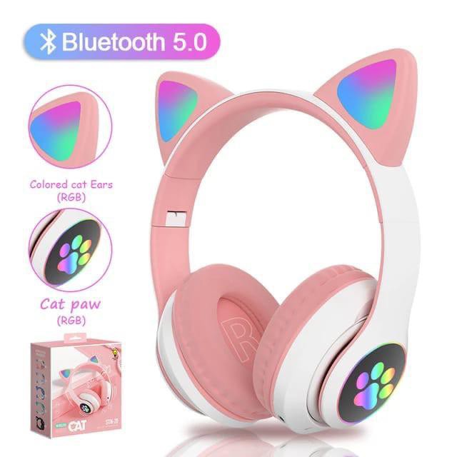 Headphone Bluetooth Cat Ear/Telinga Kucing STN-28 Stereo Bass Wireless Headset