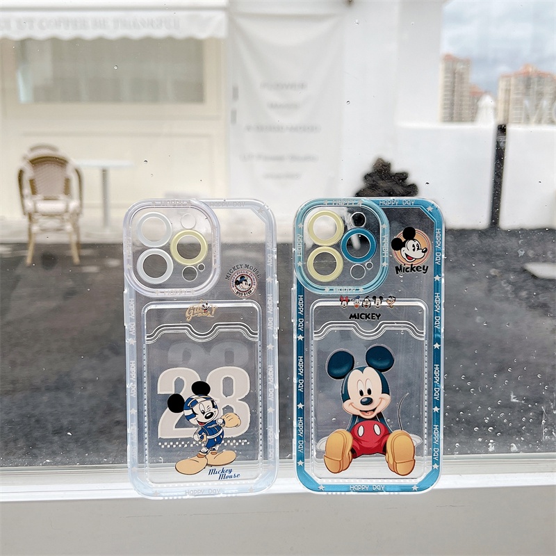 Soft Case Pelindung Lensa Transparan Motif Kartun Mickey Untuk iPhone 12 13 Pro MAX 11 X XR XS MAX 7 8 Plus