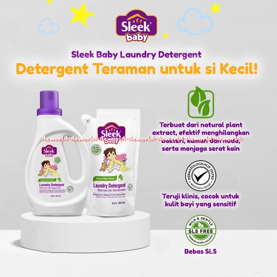 Sleek Baby 500ml Laundry Detergent Deterjen Sleeks Laundri Detergen Yang Aman Buat Baju Bayi Anak Kemasan Botol Sleekbaby