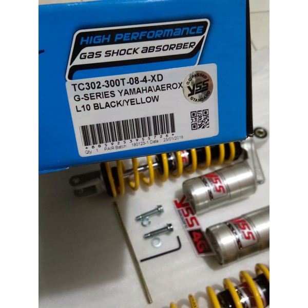 SHOCK YSS G SERIES AEROX 155 KUNING TABUNG SILVER RACING ORIGINAL ORI