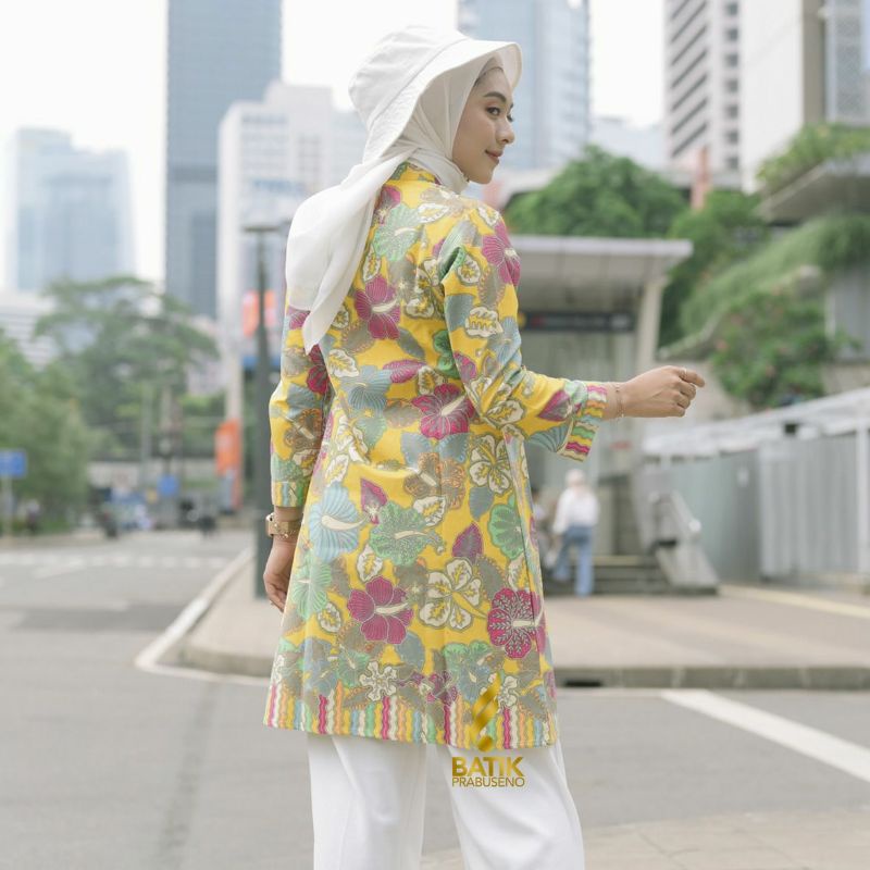 TUNIK DIVIA Atasan Baju Batik Wanita Lengan Panjang Original Prabuseno Modern Premium Jumbo Big Size